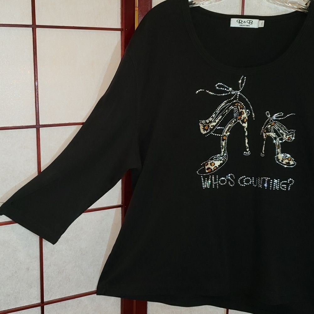 R&B Collections Leopard Rhinestone Top - Picture 2 of 8